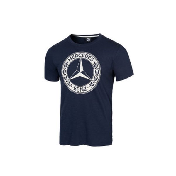 T-shirt bleu Mercedes logo vintage