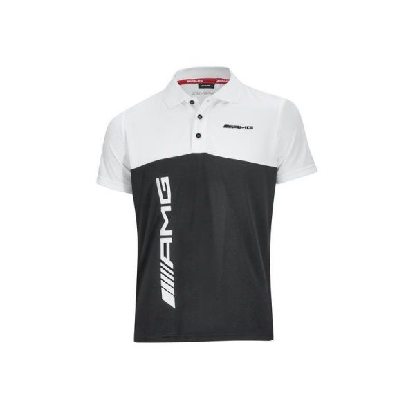 Polo Noir Blanc AMG manches courtes pour Homme
