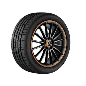 Jante AMG CLA W117 - 8 J x 19 pouces ET 48 - Coloris Noir mat - Rebord de jante orange