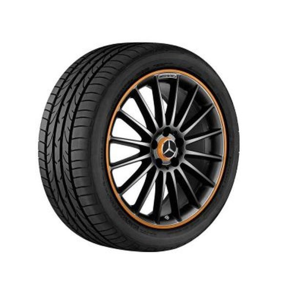 Jante AMG CLA W117 - 8 J x 19 pouces ET 48 - Coloris Noir mat - Rebord de jante orange