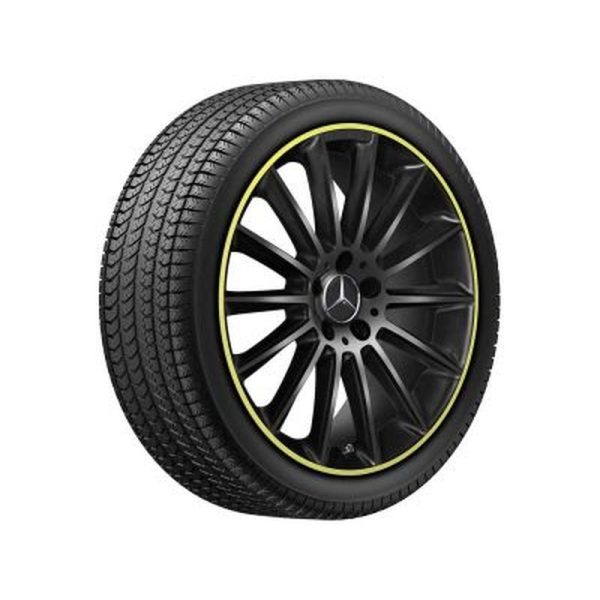 Jante AMG CLA W118 - 7,5 J x 19 pouces ET 49 - Coloris Noir - Rebord de jante jaune