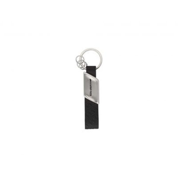 Porte-clés AMG,  noir / argenté, Acier inoxydable / Cuir de pomme (végan)Mercedes-Benz