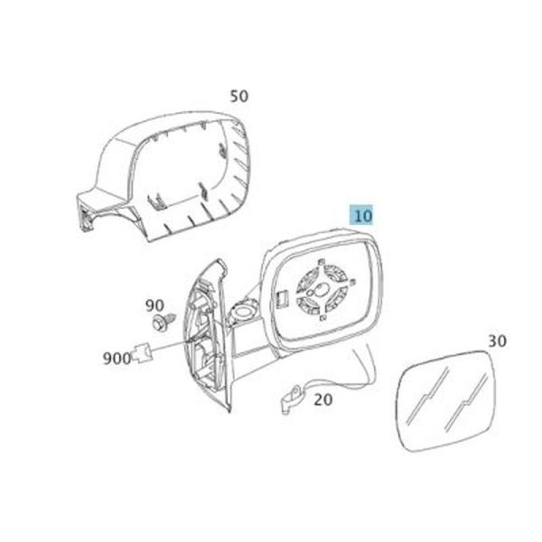 Rétroviseur grand angle, côté droit CITAN Camionnette/Monospace 109 CDI Mercedes-Benz