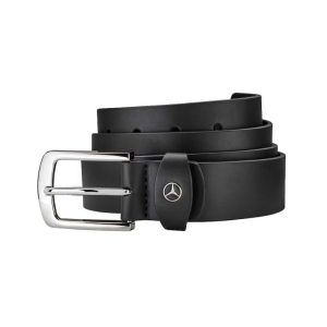 42119-large_default.jpg Ceinture Mercedes-Benz pour homme en cuir de veau noir et en acier inoxydable